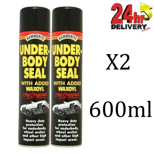 Hammerite 2x 600ml Underbody Vehicle Seal With Waxoyl Black Underseal Aerosol