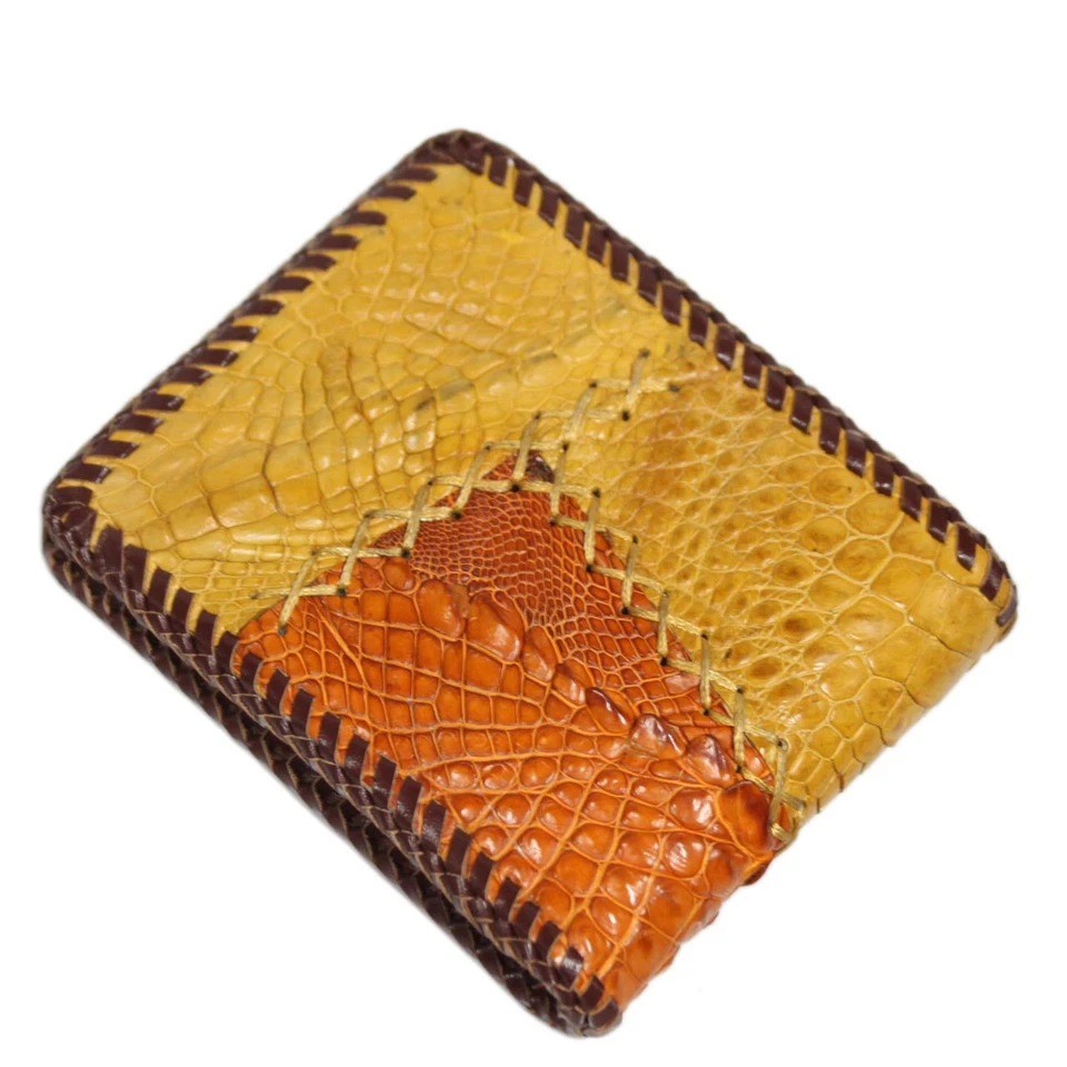 100% Genuine Crocodile  Skin Leather Man Bifold Wallet Multicolor - Image 2 of 4