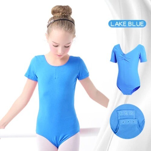 Girls Ballet Dance Costume Kid Long/Short Sleeve Cotton Kids Turnpakje Leotard - Picture 7 of 47