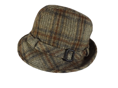 Vtg Knox Premier Fedora Buckled Mens Hat Plaid Wool Sz 7 1/4