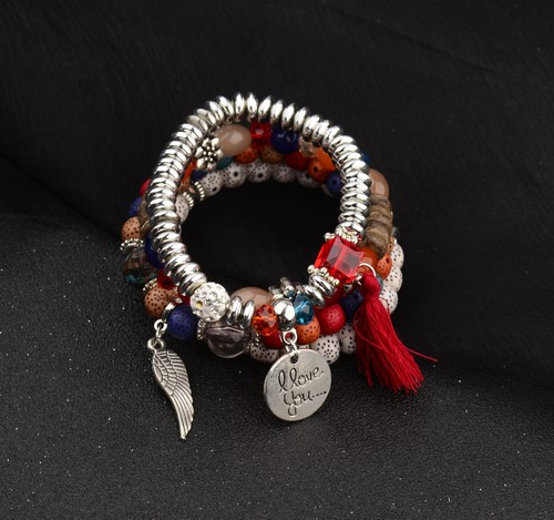 4 Stck./Set Anhänger Perlen Böhmische Armbänder Frauen Lavastein Armband Armbänder - Bild 26 von 28