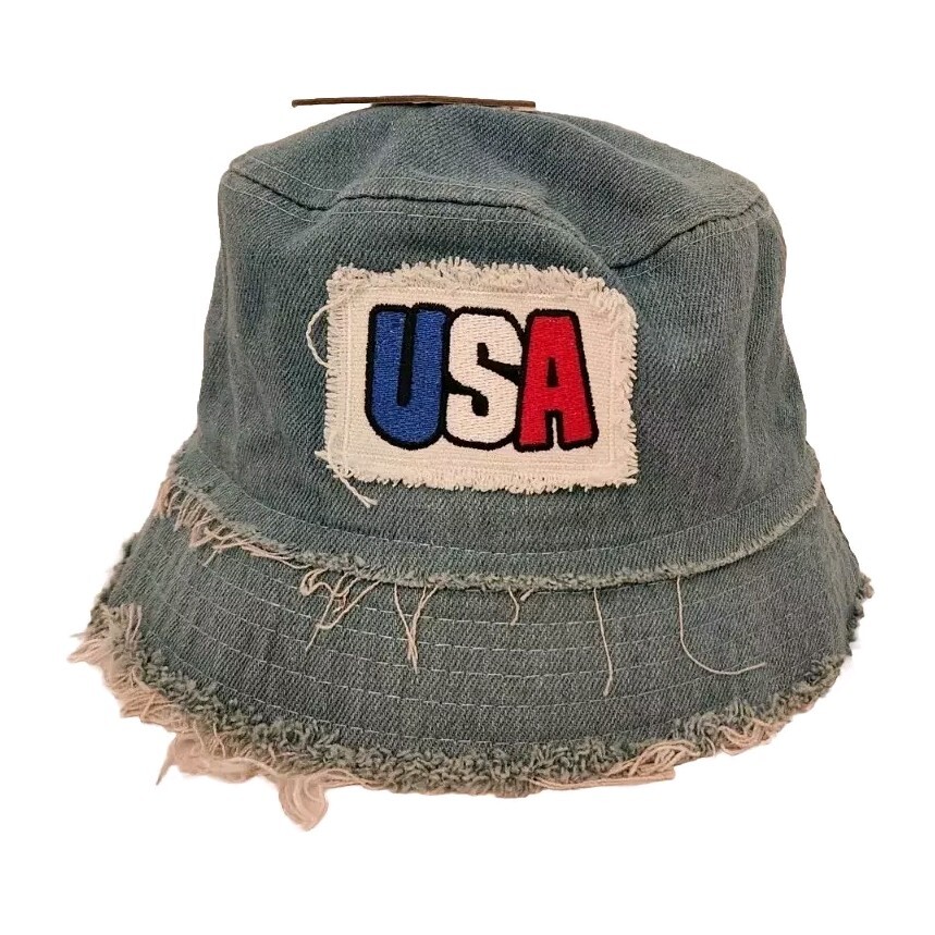 NWT USA Patriotic Stars Stripes Red White Blue Bucket Hat