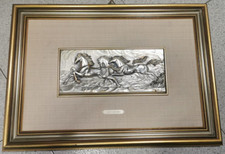 Quadro Argento la Corsa Di Cavalli Ottaviani Opera Anni '80