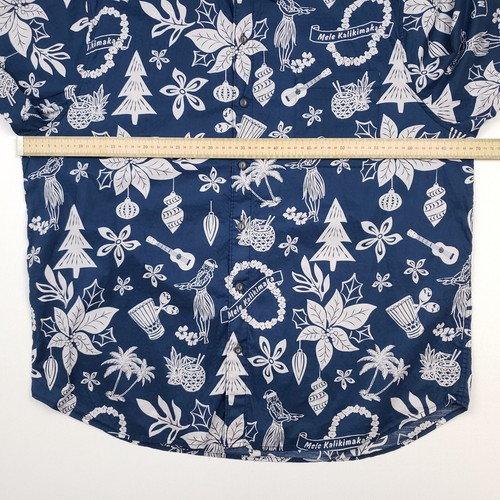 Camisa Hawaiana Tommy Bahama 2XL Hombres Mele Kalikimaka Manga Corta Algodón Azul - Imagen 8 de 12