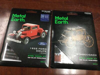 Metal Earth Lot Of (2) Stagecoach #mms189 & 1932 Ford Coupe #mms198 New