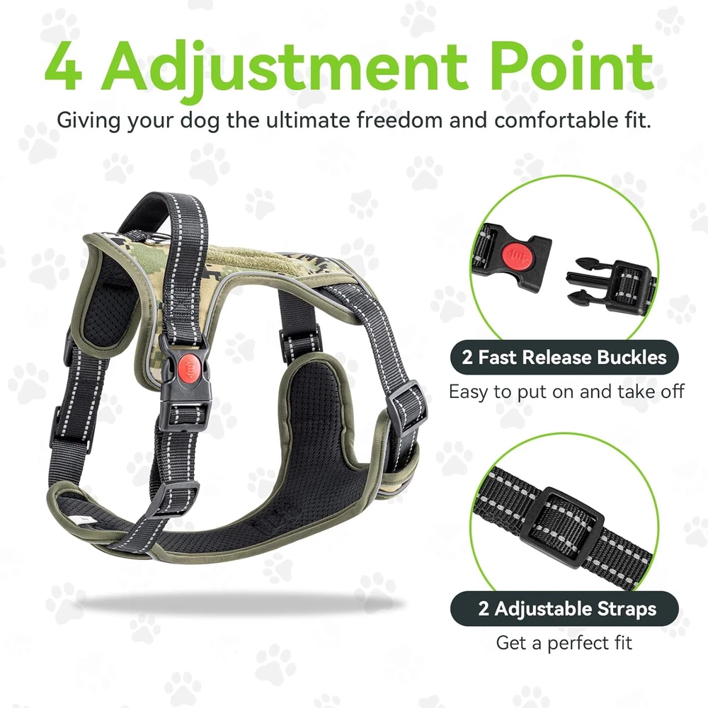 Dog Harness and Leash Set,No Pull Dog Harness,Adjustable Soft Padded Pet Vest wi