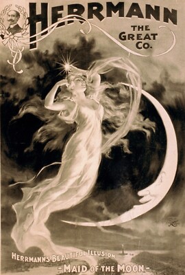 Herrmann - Woman in the Moon - Vintage Theater Poster 1890s - 5 x 7 inch Print