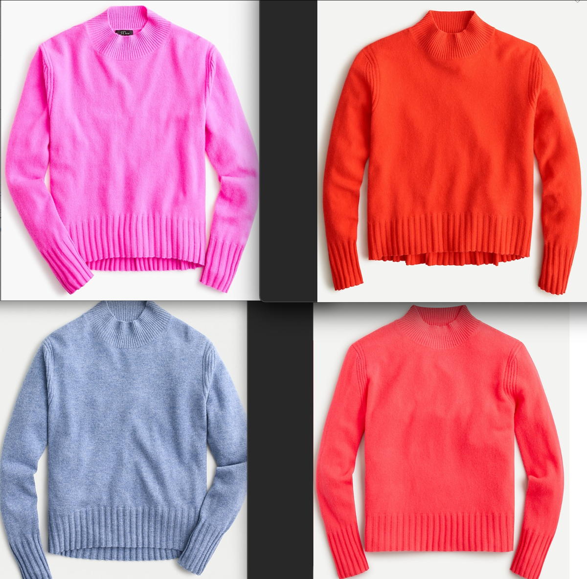 J.Crew Cashmere mockneck sweater-AD349-neon berry/NEON J.Crew Cashmere mockneck sweater-AD349-neon berry/NEON