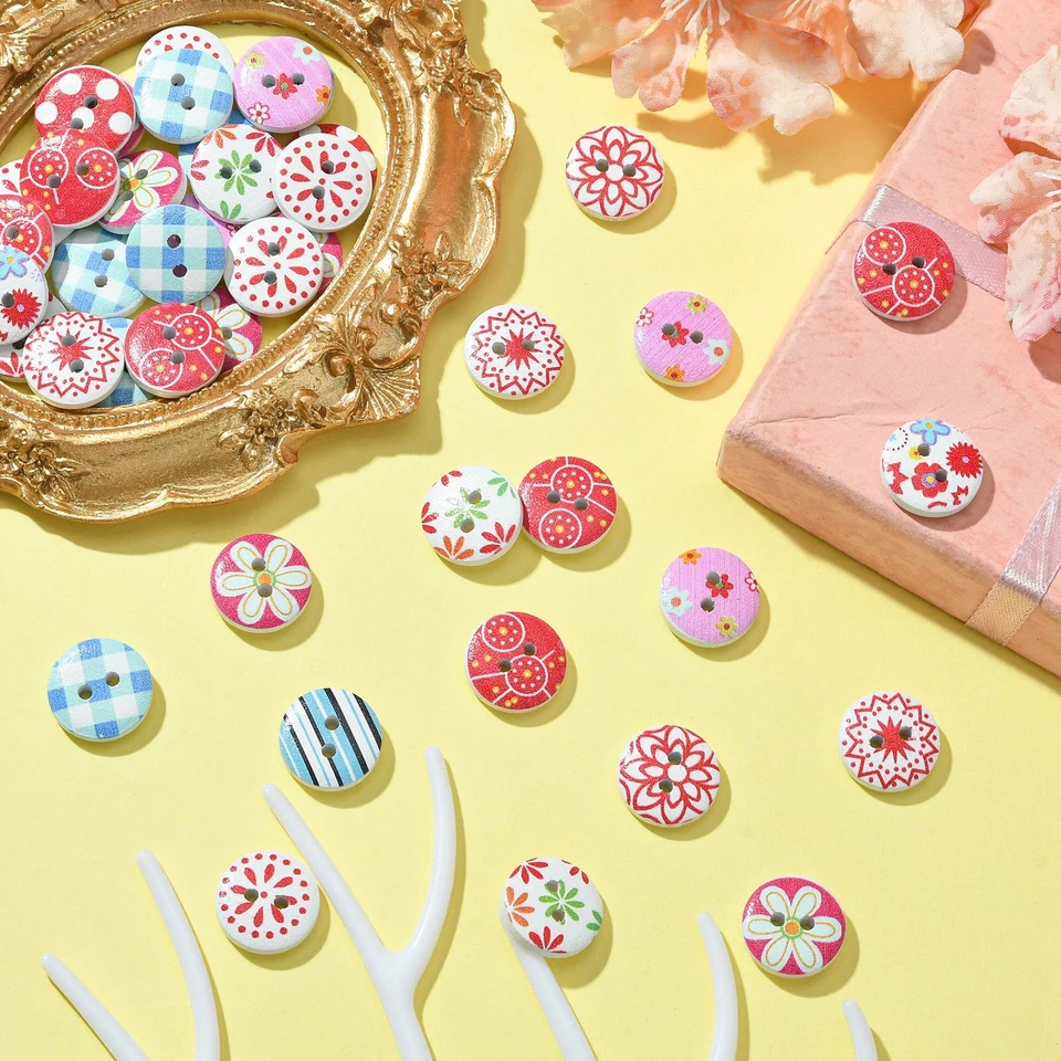 200x 2 Hole Wood Round Sewing Buttons Scrapbooking Clothing Gift Home Decor - Image 4 of 4