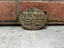 Vintage 70's Closed Frontier Casino Hotel Las Vegas Belt Buckle Solid Brass 3.25