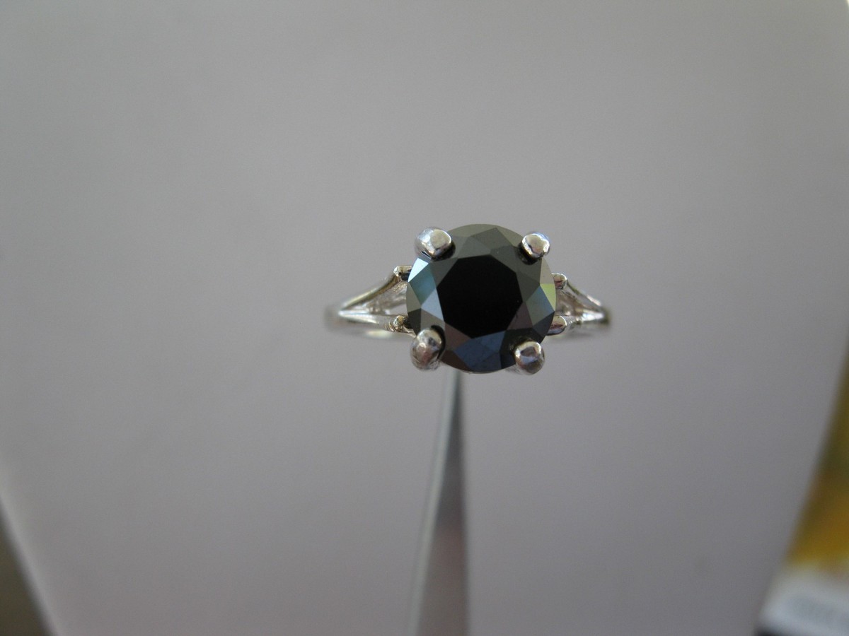 NATURAL REAL BLACK DIAMOND RING,FREE DIAMOND TESTER