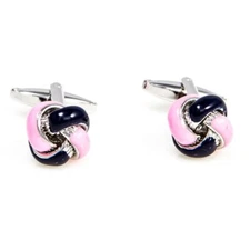 Knot Pink & Black Pair of Cufflinks in a Presentation Gift Box & Polishing Cloth