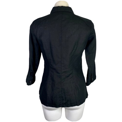 Ensemble costume jupe en lin irlandais Talbots taille 4 noir deux pièces jupe boutonnée - Photo 3 sur 8