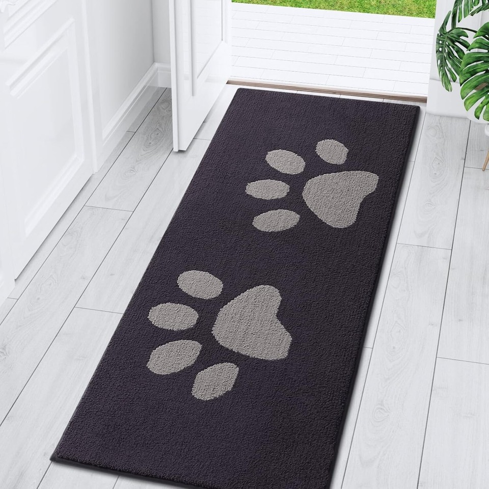 Dog Door Mat for Muddy Paws, Absorbent Dirt Trapper Washable Indoor