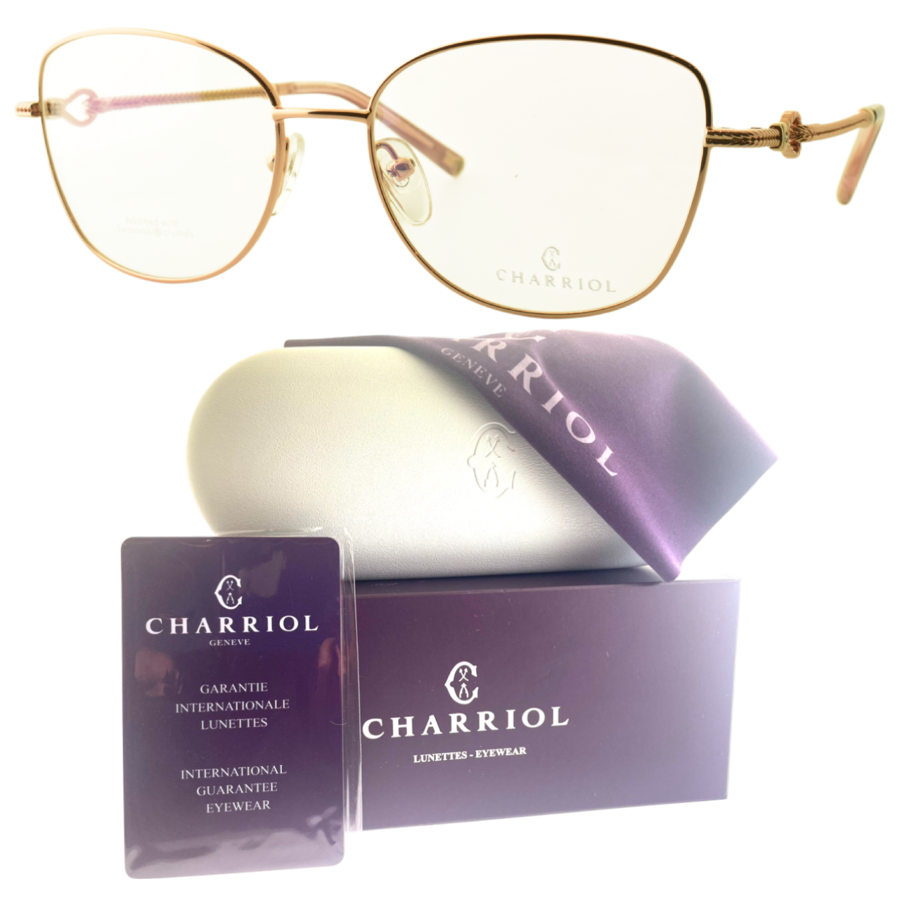 NEW PHILIPPE CHARRIOL PC71034 C03 Shiny Pink Gold Burgundy Cat Eye Full Rim Fram