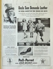 1941 Poll Parrot Star Brand Shoes Vintage Ad Uncle Sam demands leather