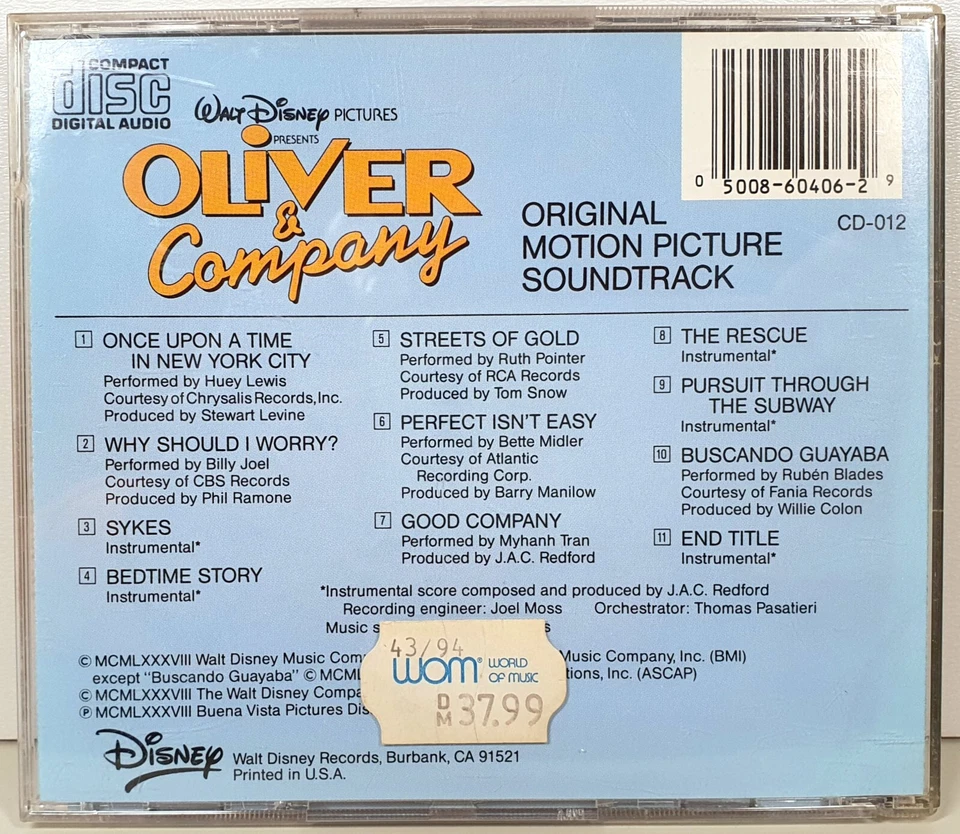 Oliver and Company - Walt Disney Soundtrack / OST CD (1988) - Bild 2 von 3