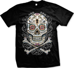 Dia De Los Muertos Floral Sugar Skull Day Of The Dead Angelitos Mens T-shirt