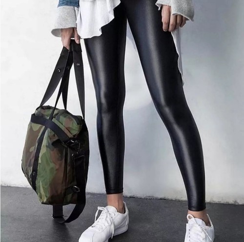 Koral Black Shiny High Waist Sexy Casual Athletic Athleisure Wear Leggings - Picture 11 of 14
