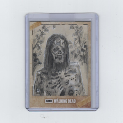 WALKING DEAD SEASON 6 WALKER SKETCH CARD BY ACCLAIMED ARTIST MARSHA PARKINS 1/1!