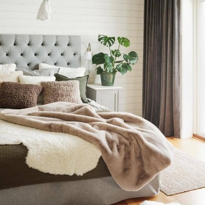 Skinnwille Plaid Fluffy Taupe M 120 x 180 cm