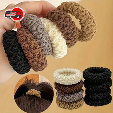 10 pc Pack Wide Thick Hair Elastics for Ponytails  Buns  Strong, Hair-Friendly