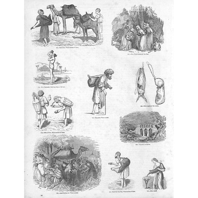 Arten von Wasserträgern im Nahen Osten - antiker Druck 1851