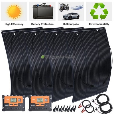Flexible Solar Panel 200W 400W 12V IP68 Monocrystalline RV Roof Boat +Controller