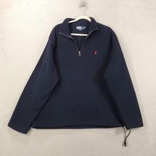 Polo Ralph Lauren Fleece Pullover Mens XL Navy Blue 1/4 Zip Sweatshirt Sweater
