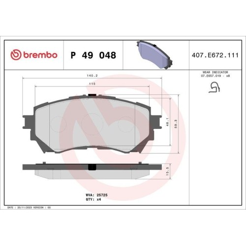 Plaquettes de frein Brembo P49048 Prime Line, la qualité d'origine Mazda