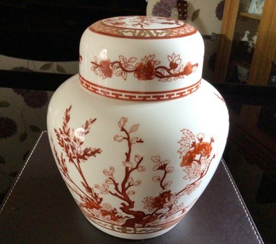 Coalport INDIAN TREE CORAL PATTERN Bone China großes Ingwerglas 7,5 cm hoch