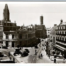 c1940s Den Haag, Netherlands RPPC Groenmarkt Street Scene Cars Buildings A337