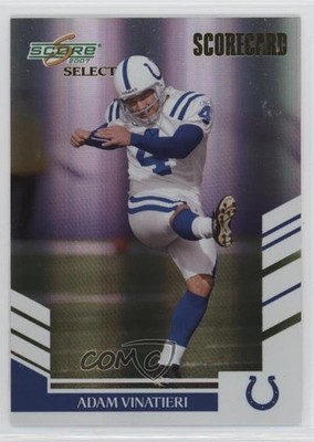 2007 Score Select Scorecard 75/100 Adam Vinatieri #227 HOF w1s