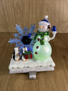 Costco Picture Frame Christmas Stocking Holder Color-Changing Lights Snowman