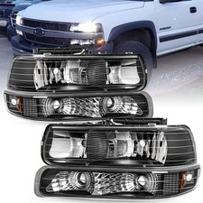 4pcs Black Headlightbumper Lamp For 99-02 Chevy Silverado00-06 Tahoe Suburban 4pcs Black Headlightbumper Lamp For 99-02 Chevy Silverado00-06 Tahoe Suburban
