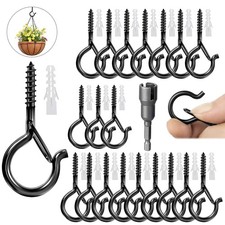 20Pcs Screw-in Hooks Q-Hanger Hook Screw Safety Buckle for Outdoor String Lights