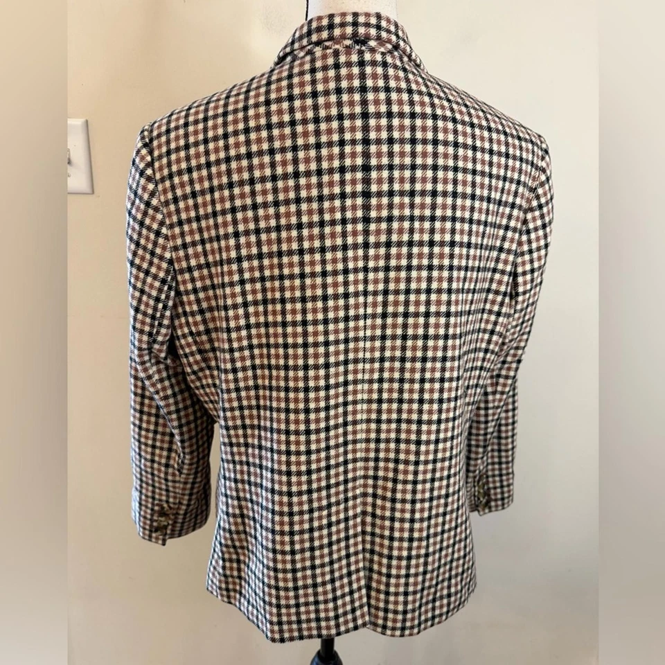Liz Claiborne New York 羊毛混纺格子西装夹克 尺寸 16 小号 — 第 3/4 张图片