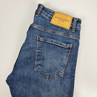 DSQUARED2 Blue Denim W36 Faded Slim Straight Jeans Made in Italy