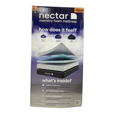 Nectar King Mattress 12'' Medium Firm Gel Memory Foam Cooling Comfort Technology