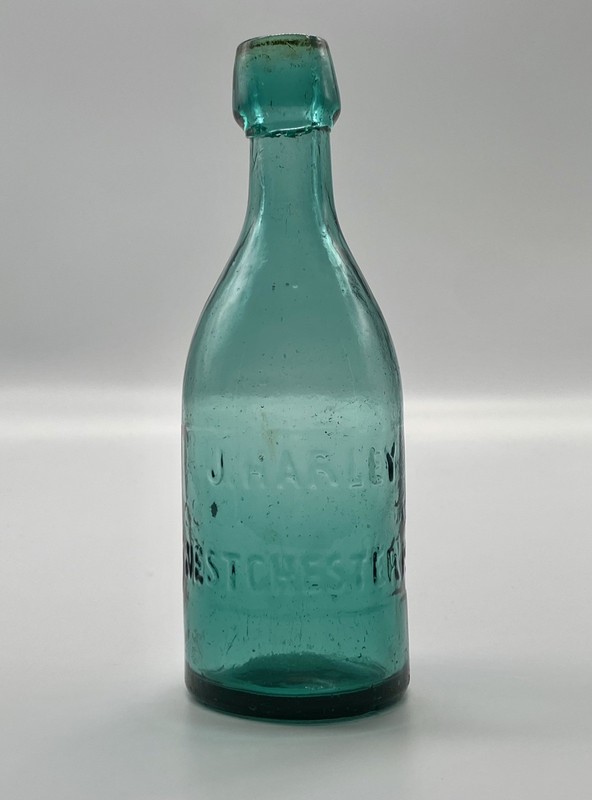 J. Harley West Chester PA blob pony beer bottle 1860s slug-plate blown squat