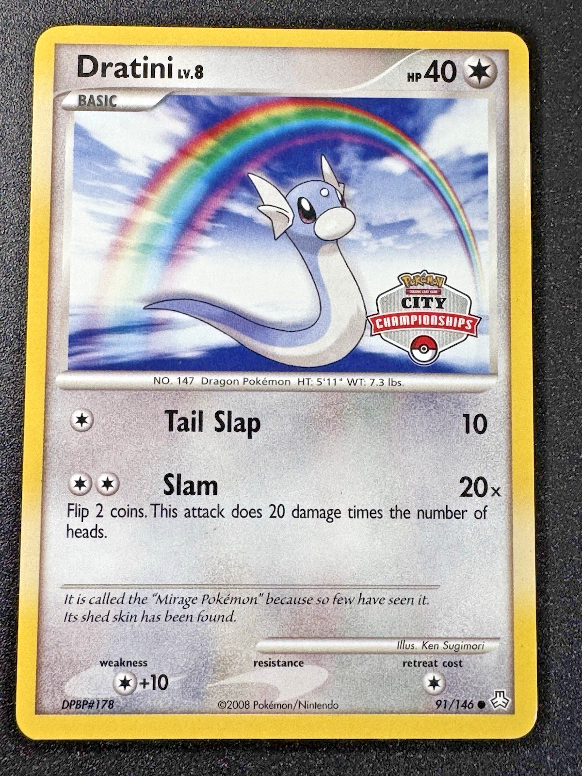2008 City Championships Dratini 91/146 DP Legends Awakened Pokemon Card Rare HP