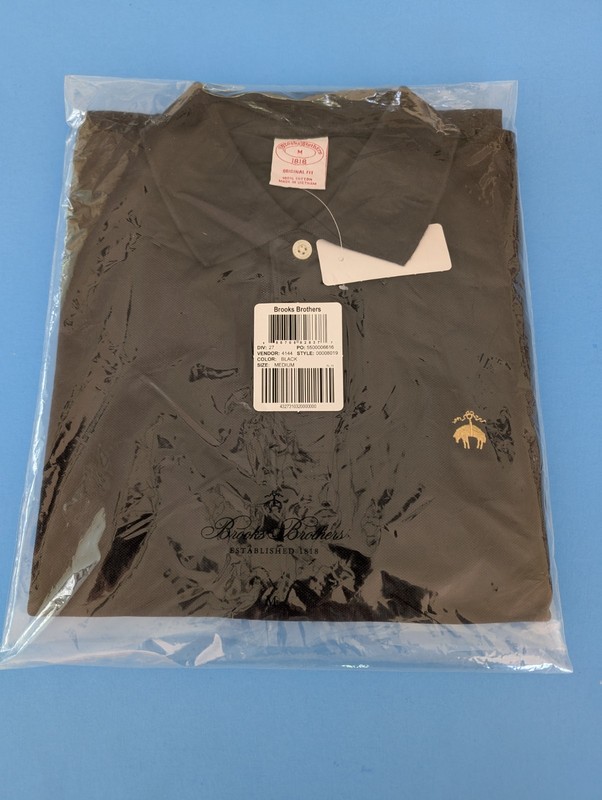 Brooks Brothers 1818 Short Sleeved Polo Shirt Medium Black NWT