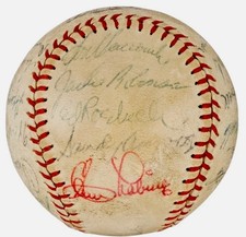 1955 JACKIE ROBINSON Dodgers 1st WORLD SERIES Signed Baseball PSA Beckett LOA