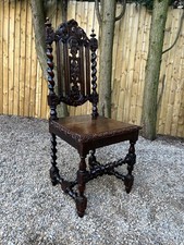 Antique 19th Century Jacobean Style Gothic High Backed Chair Heavily Carved Oak 