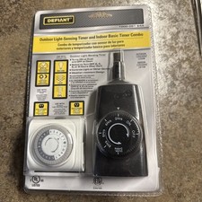 Defiant Outdoor Light-Sensing Timer  Indoor Basic Timer Combo for holiday light