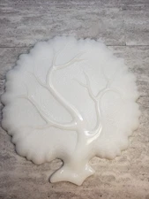 Vintage Hazel Atlas Milk Glass Tree of Life Snack Plate 10 in REPLACEMENT 