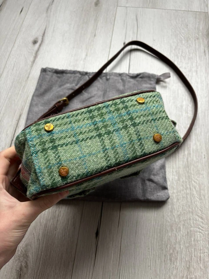 Vivienne Westwood x Harris Tweed Mini Yasmin Bag Green Check Plaid Wool Handbag - Image 3 of 4