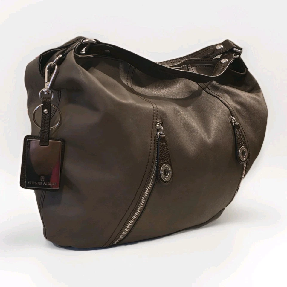 Bolsa de mão Etienne Aigner couro acastanhado. Tamanho G, estado excelente satchel vintage - Imagem 2 de 4