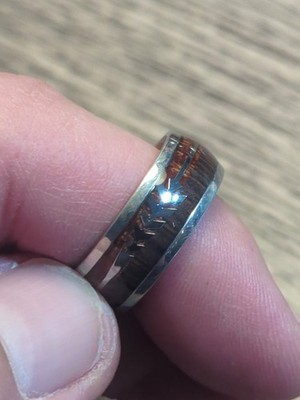 Faux Wood Ring Unique Design Stainless Steel Fashion Jewelry Band, 