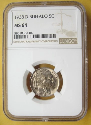 1938-D Buffalo Nickel — NGC MS64 Last Year Of The Series